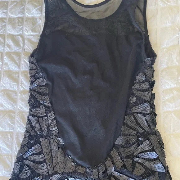 Sky Fedia Black Sequin Mesh Mini dress